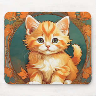 Mousepad Alphonse Mucha Style Orange Cat