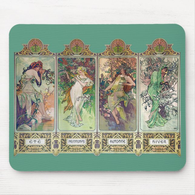 Mousepad Alphonse Mucha , “ The four seasons ” (Frente)