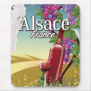 Mousepad Alsace França poster de vinho à tarde com pregui