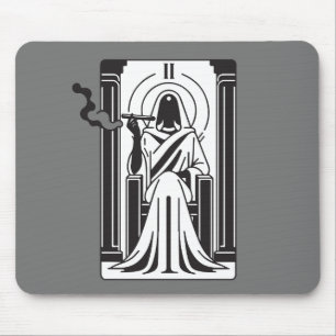 Mousepad Alta Sacerdotisa do Tarot Fumando Maconha do Ocult