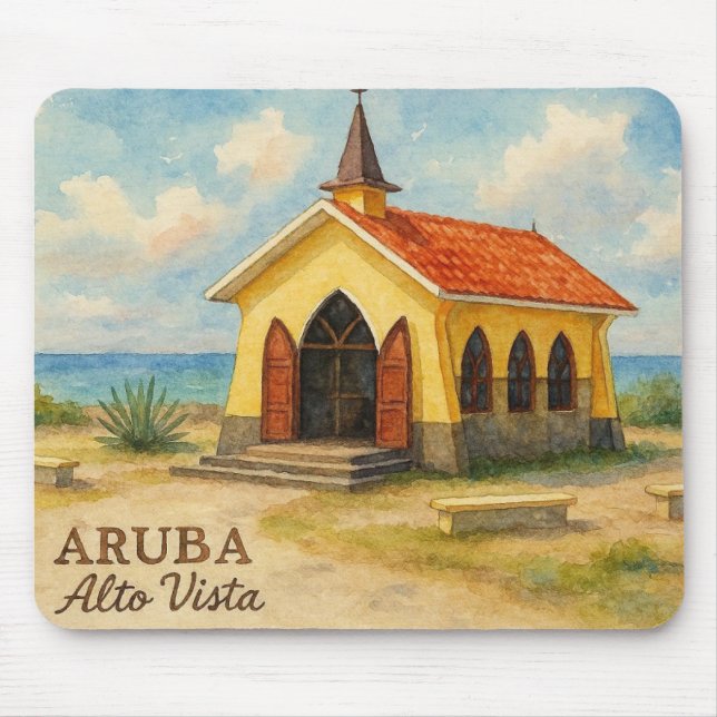 Mousepad Alto Vista Aruba aquarela (Frente)