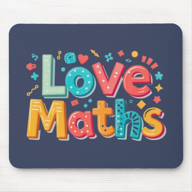 Mousepad Ama a matemática - tipografia divertida (Frente)