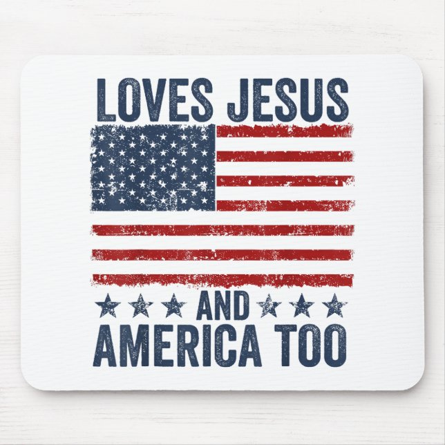 Mousepad Ama Jesus e América a Deus, cristão 4º de J (Frente)