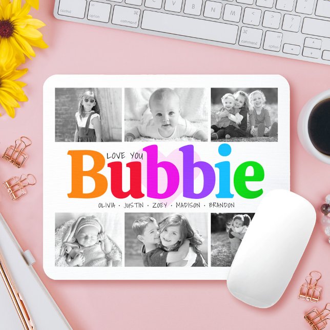 Mousepad Ama Você Bubbie Colorido Arco-íris 6 Colagem de Fo (Criador carregado)