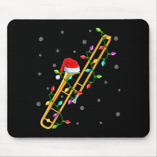 Mousepad Amante da Música de Trombone Luzes de Natal Trombo