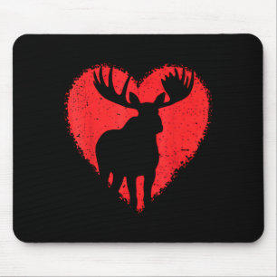 Mousepad Amante de Alce Dia dos Namorados Coração Vermelho