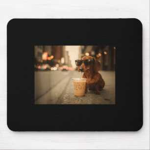 Mousepad Amante de dachshund engraçado bebendo humor de caf