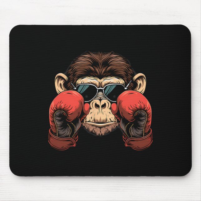 Mousepad Amante de Macaco de Boxe Luvas de Boxe Kickboxing  (Frente)