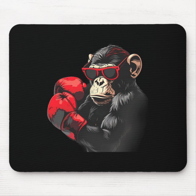 Mousepad Amante de Macaco de Boxe Luvas de Boxe Kickboxing  (Frente)