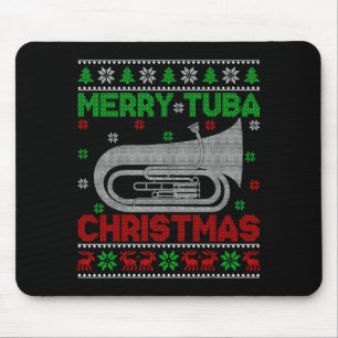 Mousepad Amante de Música de Tuba Iluminação de Natal Feio
