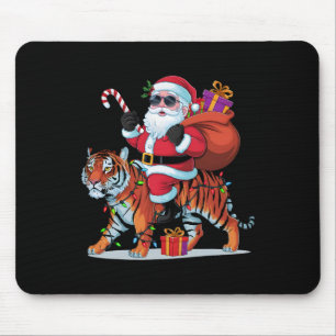 Mousepad Amante de Tigre Iluminação de Natal Papai Noel Mon