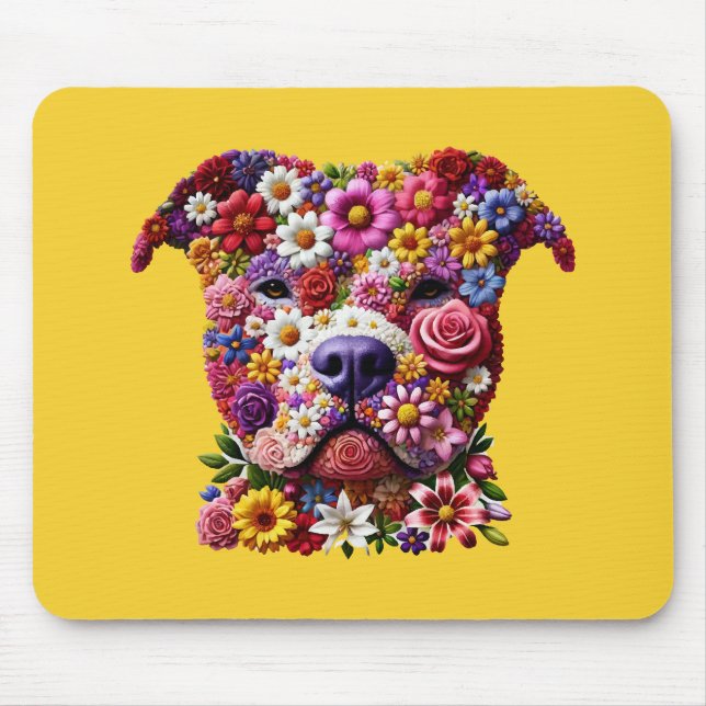 Mousepad Amante do Cão Cara de Flor Pitbull (Frente)