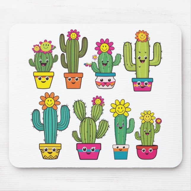 Mousepad Amantes de cactos fofos (Frente)
