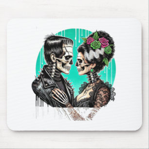 Mousepad Amantes de Halloween Frankenstein Esqueleto Para H