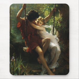 Mousepad Amantes em um balanço. Primavera pelo berço de