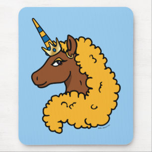 Mousepad Amarelo Afro Unicorn