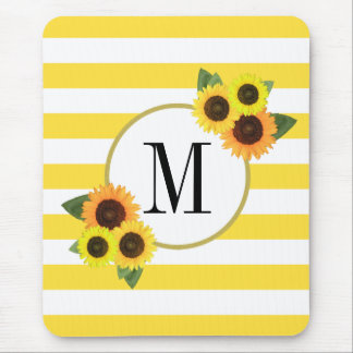 Mousepad Amarelo-Cinto Grelha Girassóis Monograma Floral