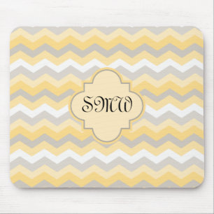 Mousepad Amarelo/Cinza Chevron Zigzag