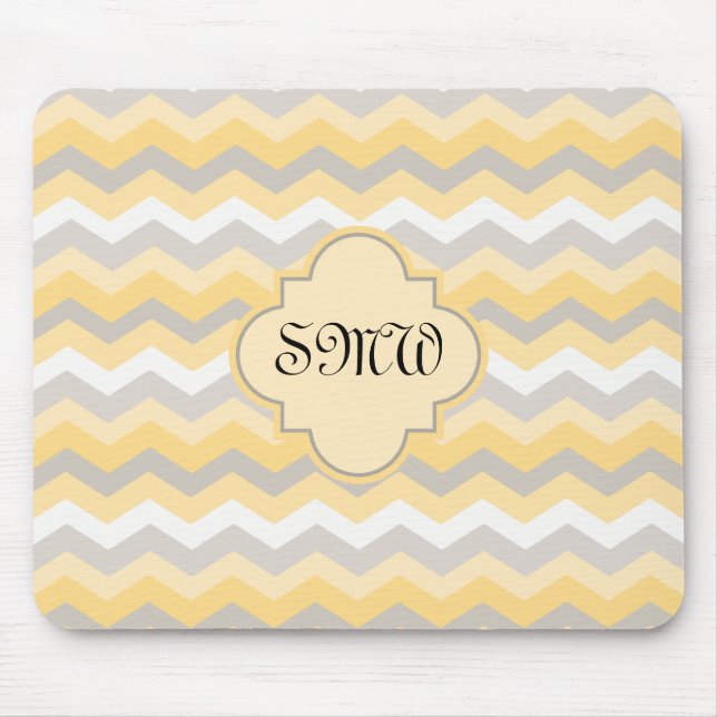 Mousepad Amarelo/Cinza Chevron Zigzag (Frente)