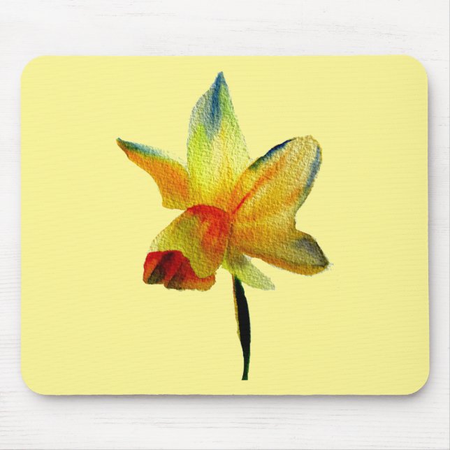 Mousepad Amarelo Daffodil watercolor Primavera (Frente)