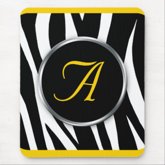 Mousepad Amarelo de Impressão de Zebra Chic
