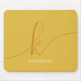 Mousepad Amarelo de Mostarda Monograma com na moda Script