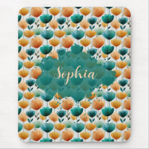 Mousepad Amarelo e Verde Floral Primavera Vintage