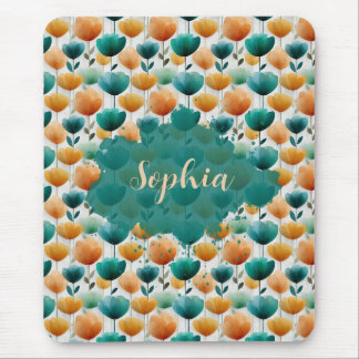 Mousepad Amarelo e Verde Floral Primavera Vintage