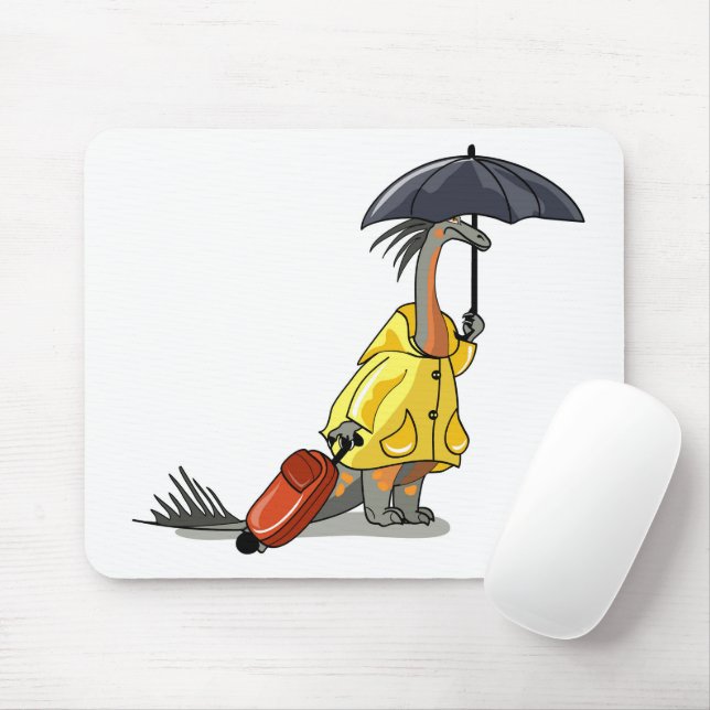 Mousepad Amargasaurus Segurando O Guarda-Chuva E A Mala. (Com mouse)