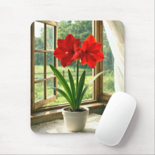 Mousepad Amarílis Vermelha em Flor