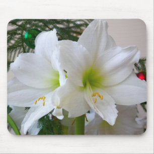 Mousepad Amaryllis Branca e Árvore de Natal