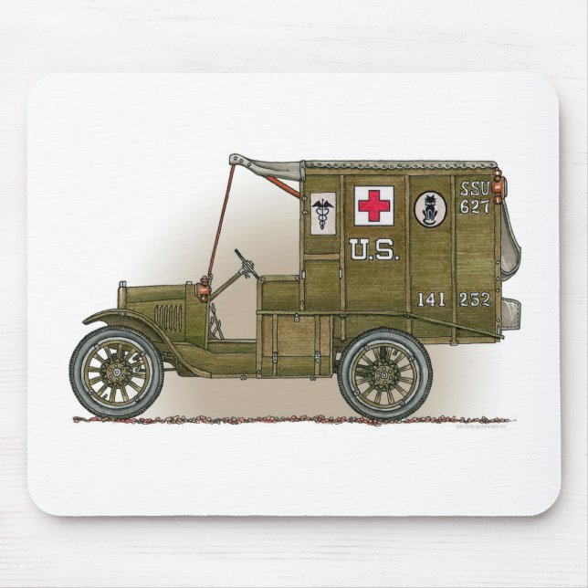Mousepad Ambulância das forças armadas do vintage (Frente)