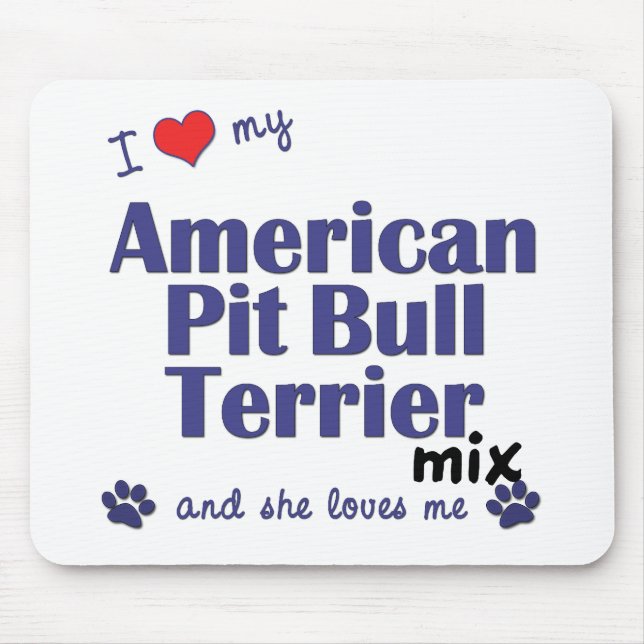 Mousepad Ame minha mistura americana de Terrier de pitbull (Frente)