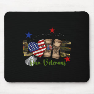 Mousepad Ame o Dia dos Nossos Veteranos Orgulhosa Bandeira