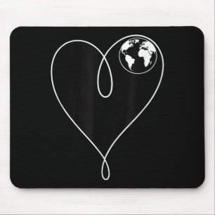 Mousepad Ame o planeta terra coração globo minimalista