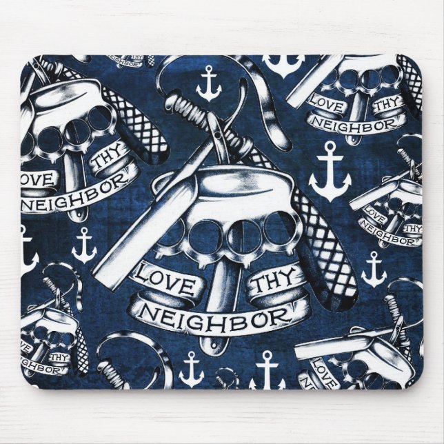 Mousepad Ame thy teste padrão retro do tatuagem dos (Frente)