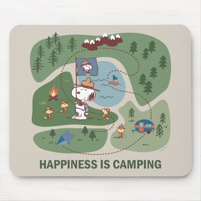 Mousepad Amendoins | Mapa dos acampamentos de Snoopy & Wood (Frente)