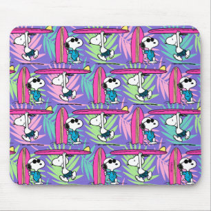Mousepad Amendoins Padrão de Surf Roxo de Snoopy