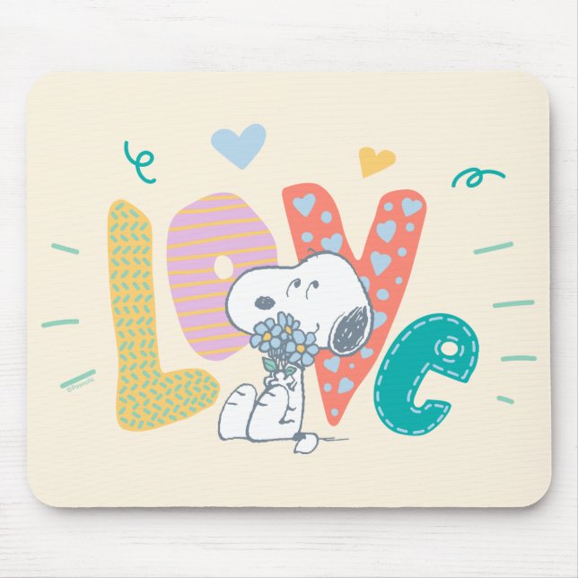 Mousepad Amendoins | Snoopy Flower Love (Frente)