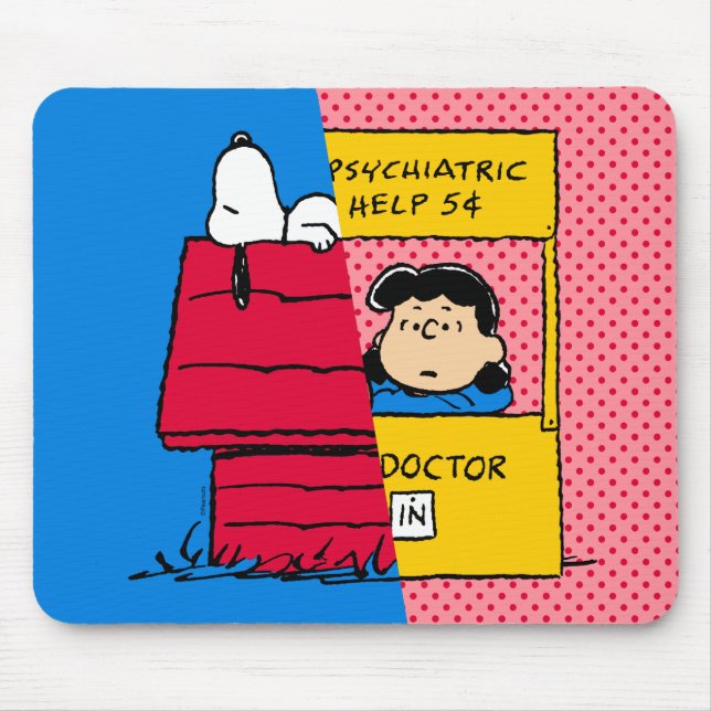 Mousepad Amendoins | Snoopy & Lucy Half & Half (Frente)