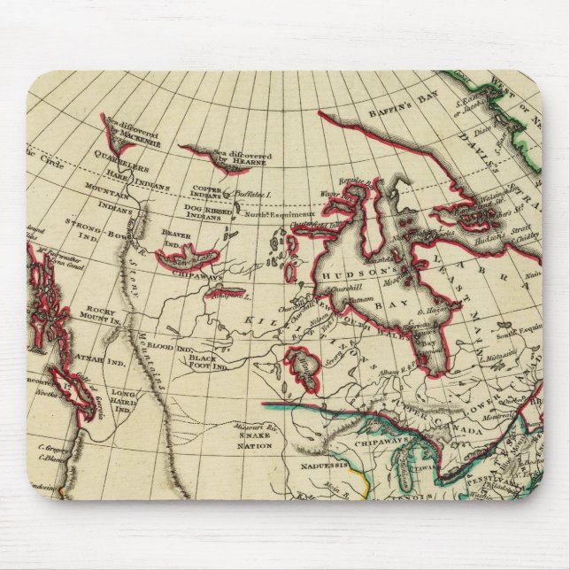 Mousepad América do Norte com limites delineados (Frente)