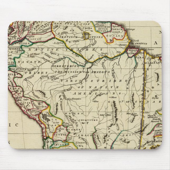 Mousepad América do Sul com limites delineados (Frente)