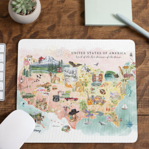 Mousepad América Mapa Ilustrado dos EUA