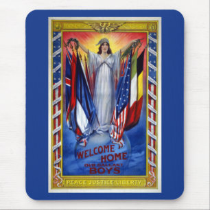 Mousepad América Patriótica Vintage, Paz Justiça Liberdade