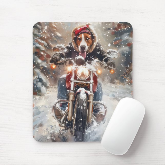 Mousepad American English Foxhound Riding Bike Natal (Com mouse)
