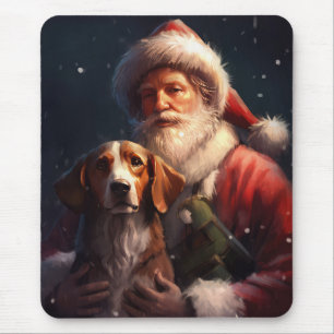 Mousepad American English Foxhound Santa Claus Natal