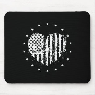 Mousepad American Flag Heart 4 De Julho