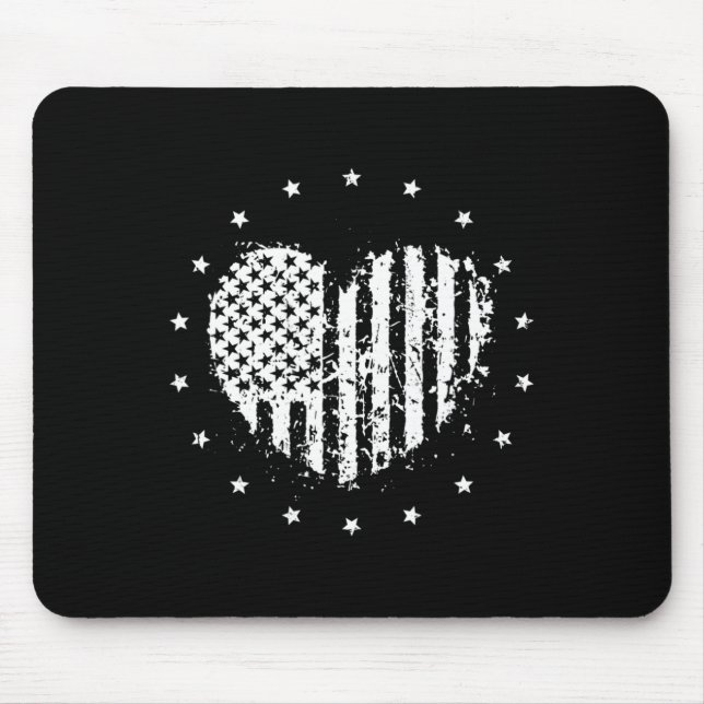 Mousepad American Flag Heart 4 De Julho (Frente)