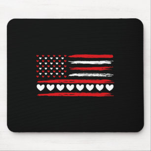 Mousepad American Flag Hearts Love Patriotic Happy Valentin