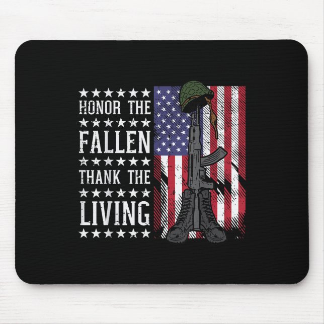 Mousepad American Flag Honra The Fallen Obrigado Living Mem (Frente)